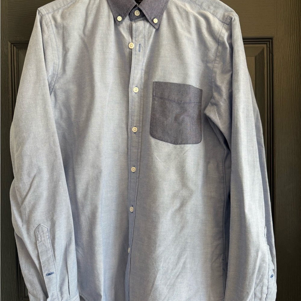 J Crew Mens Button Down Shirt Blue Small